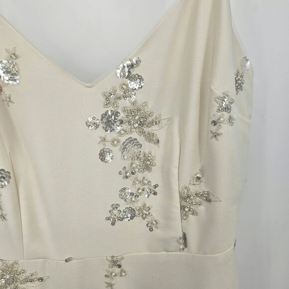 Self-Portrait White‎ Embellished V-neck Maxi Dress UK 6 (US2) - Picture 8 of 16